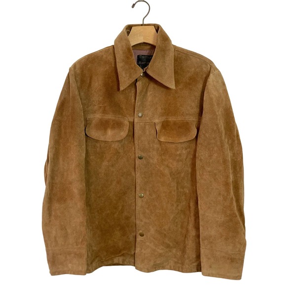 Startown Other - Vintage 70s Mens Camel Brown‎ Suede Leather Dagger Collar Jacket // Size Small